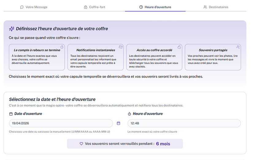 Choisissez la date de déverrouillage