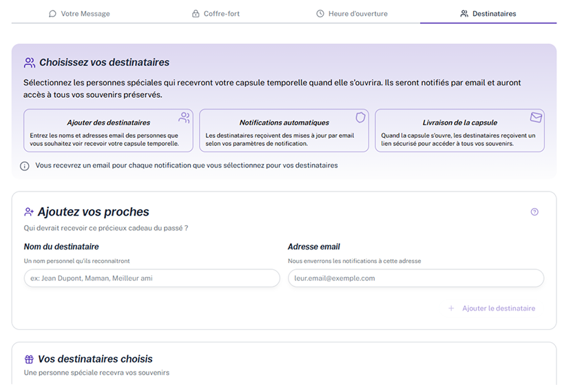 Ajoutez vos destinataires